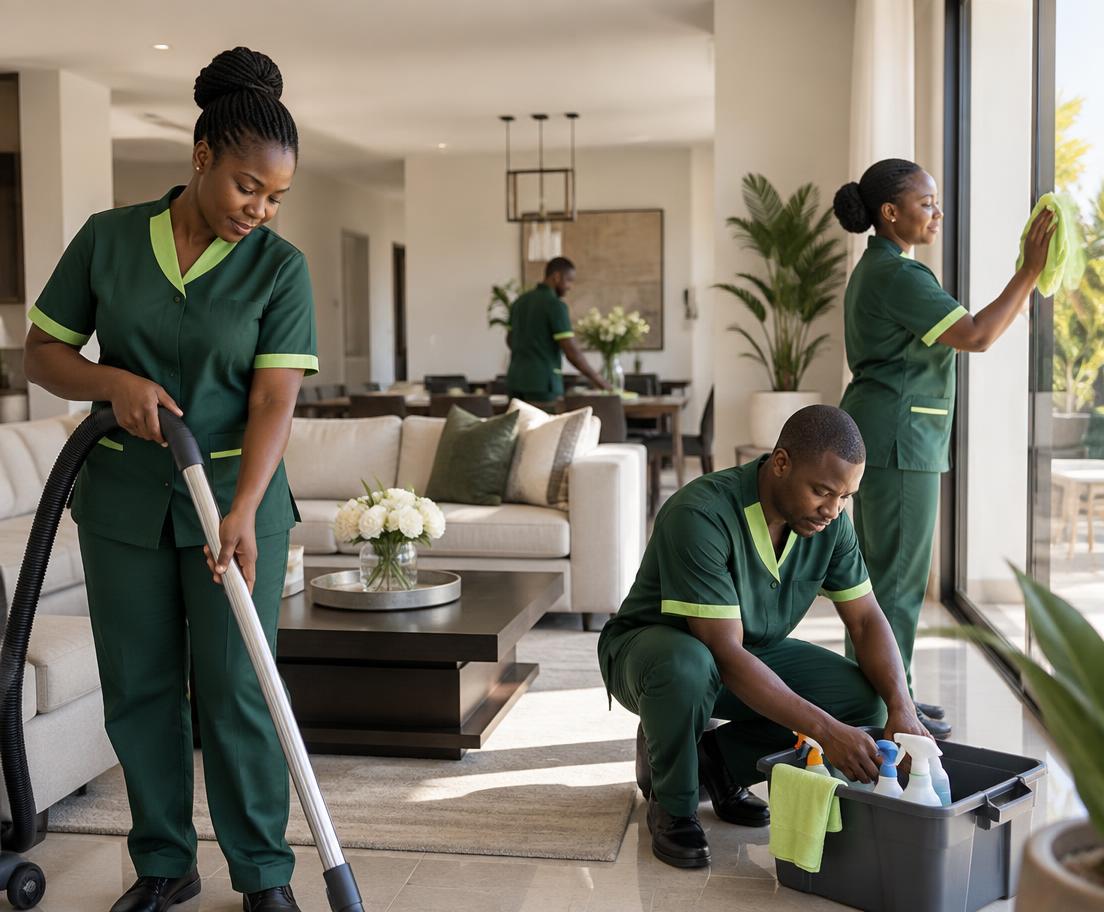 CLEANOVA team professionally cleaning a Zimbabwean home